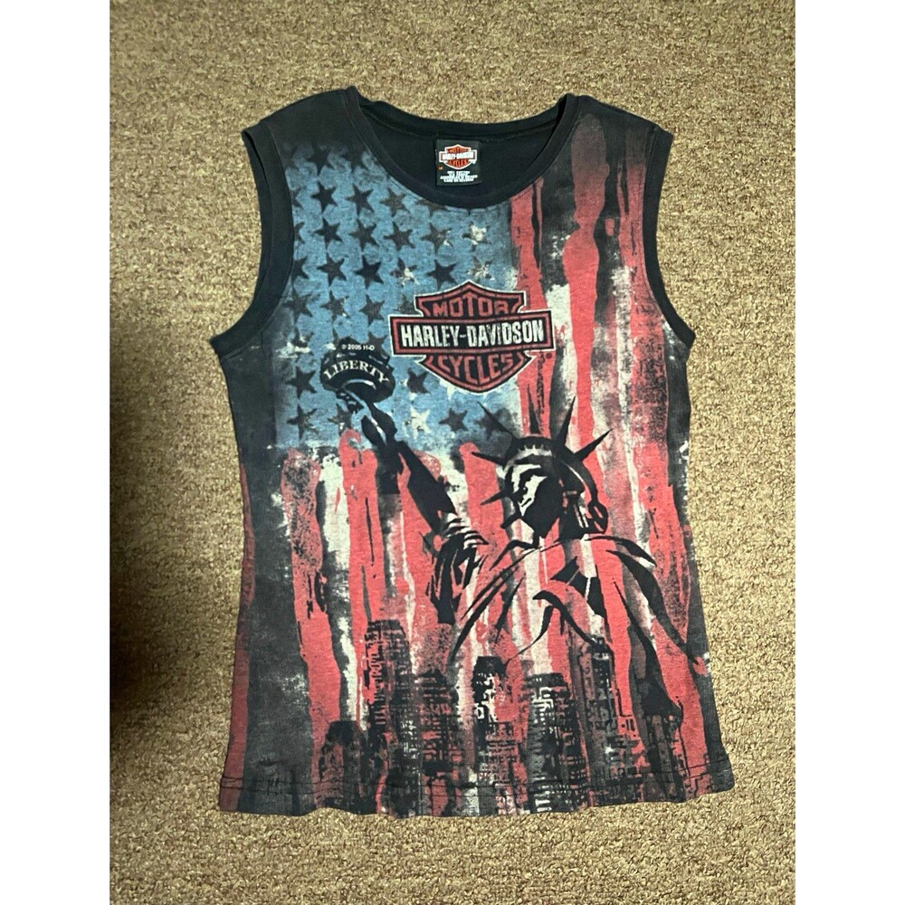 Harley-Davidson 2005 M Sleeveless Tank Top American Flag Statue of Liberty